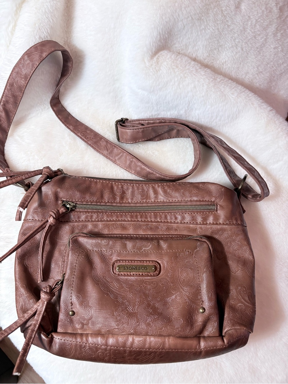 Stone & Co. Embossed Crossbody Bag in Mauve
